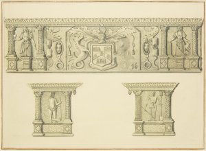 Fries auf dem Kaminsims in der Broad Street 15 von Thomas Leeson the Elder Rowbotham