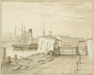 Subsidance des Zollhauses, an der Prince Street Brücke, 1828 von Thomas Leeson the Elder Rowbotham