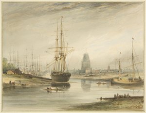 Blick flussaufwärts, aufgenommen unterhalb des Rope Walk und Wapping, ca. 1804 von Thomas Leeson the Elder Rowbotham