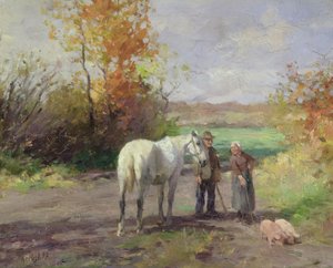 Begegnung auf dem Weg zum Feld, 1897 von Thomas Ludwig Herbst