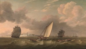 Ein Paketboot unter Segel in einer Brise vor dem South Foreland von Thomas Luny