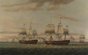 Ein Indiaman und ein Zweidecker, gesagt zu sein Thomas Dumar, Esq. in H.M. Schiff 