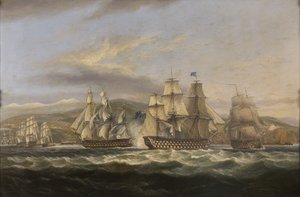 .M.S. Caledonia und H.M.S. Boyne jagen die französische Flotte nach Toulon von Thomas Luny