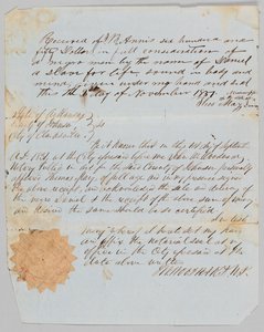 Kaufvertrag für einen Mann namens Daniel an Jerome B. Annis von Thomas May