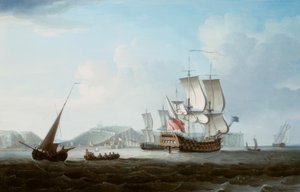 Ein Zweidecker und andere Schiffe vor Dover von Thomas Mellish