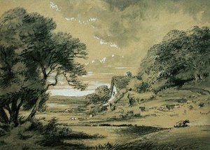 Landschaft mit einem Cottage an einem Fluss von Thomas Monro