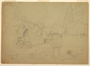 Zeichnung, Der Canyon des Rio Virgin, Süd-Utah, 1873