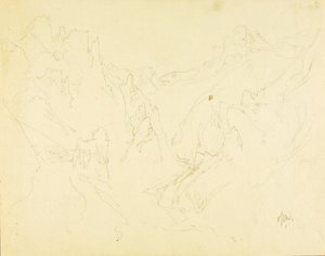 Feldskizze des felsigen Canyons von Thomas Moran