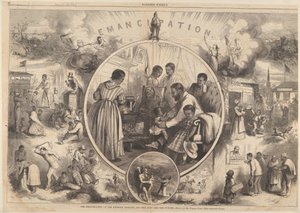 Emanzipation der Schwarzen - Die Vergangenheit und die Zukunft aus Harpers Weekly, 24. Januar 1863 von Thomas Nast