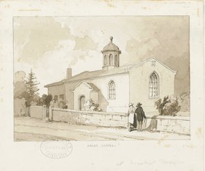 Drayton-in-Hales - Hales Kapelle (Sepia-Waschzeichnung) von Thomas Peploe Wood