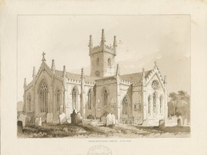 Handsworth Kirche: Sepia-Zeichnung