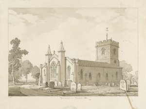 Harborne Kirche (Sepia-Waschzeichnung)