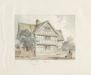 Madeley - Altes Haus: Aquarell von Thomas Peploe Wood