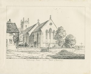 Newborough Kirche: Feder- und Tintenzeichnung