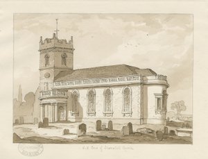 Shareshill Kirche: Sepia-Zeichnung, 1837