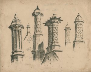 Thickbroom Hall ["Manley Hall"] - Zinnen und Schornsteine von Thomas Peploe Wood