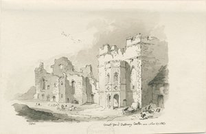 Tutbury Castle - Hof: Feder- und Tuschzeichnung, 27. Nov 1837