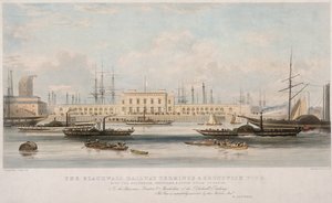 Der Blackwall Railway Terminus und Brunswick Pier, Blackwall, Poplar, London, ca. 1840