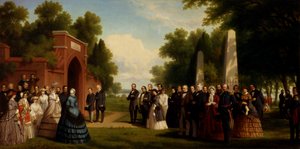 Besuch des Prinzen von Wales, Präsident Buchanan und Würdenträger am Grab von Washington, 1861 von Thomas Pritchard Rossiter