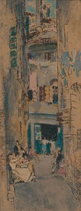 Perlenfädler, Venedig, ca. 1904 von Thomas Robert Way