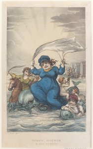 Witwe Ducker & ihre Nymphen, aus Poetische Skizzen von Scarborough, 1813 von Thomas Rowlandson, Joseph Constantine Stadler, J. Bluck