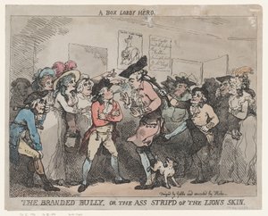Ein Held der Vorhalle, Der gebrandmarkte Tyrann oder Der Esel, der des Löwen Haut trug von Thomas Rowlandson