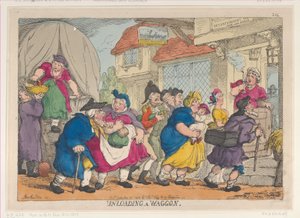 Ein trauriges Unglück oder Miss Fubby Fatarmins Perücke fing Feuer von Thomas Rowlandson