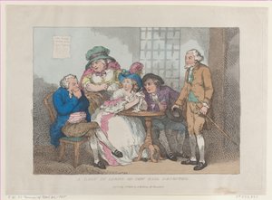 Eine Dame im Limbo, oder Juden-Kaution abgelehnt, [30. November 1785], neu aufgelegt am 1. Juli 1802 von Thomas Rowlandson
