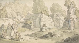 Dorfszene mit Figuren und Ruinen von Thomas Rowlandson