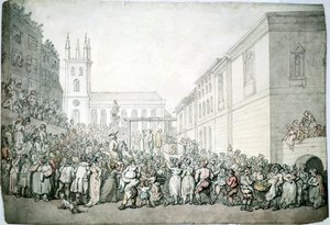 Eine öffentliche Hinrichtung in Newgate, London von Thomas Rowlandson