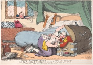 Nach süßem Fleisch kommt saure Sauce, oder Corporal Casey geriet in die falsche Kiste, 30. November 1810 von Thomas Rowlandson