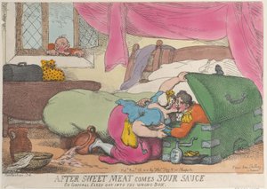 Nach süßem Fleisch kommt saure Soße, oder Corporal Casey geriet in die falsche Kiste von Thomas Rowlandson