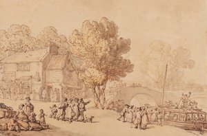 An Bord eines Fährbootes, ca. 1810 von Thomas Rowlandson