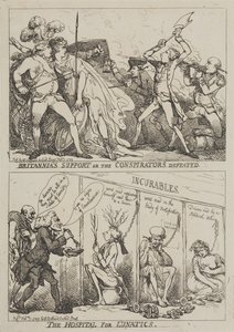 Britanniens Unterstützung oder die Verschwörer besiegt - Das Krankenhaus für Geisteskranke von Thomas Rowlandson