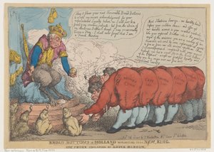 Breite Böden in Holland verehren ihren neuen König, 23. Juli 1806 von Thomas Rowlandson