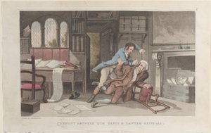 Konflikt zwischen Quae Genus und Anwalt Gripe-all, aus Die Geschichte von Johnny Q..., 1. Oktober 1821 von Thomas Rowlandson