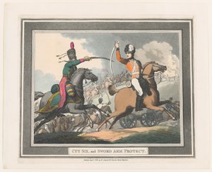 Schnitt Sechs und Schwertarm schützen von Thomas Rowlandson