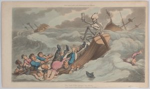 Der Tod wurde Pilot aus The English Dance of Death, Band II, Platte 9 von Thomas Rowlandson