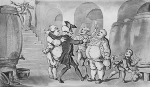 Doktor Syntax wird in den Keller gelassen, 1817 von Thomas Rowlandson