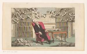 Doktor Syntax schlafend in einer Bibliothek von Thomas Rowlandson