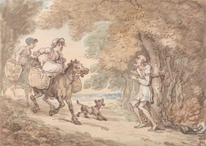 Dr. Syntax von Straßenräubern an einen Baum gebunden von Thomas Rowlandson