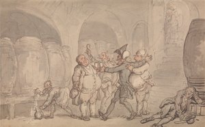 Dr. Syntax wird in den Keller eingelassen von Thomas Rowlandson