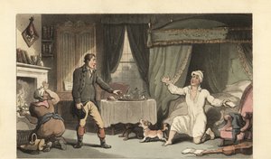 Englischer Gentleman erhält einen Brief von seiner Familie von Thomas Rowlandson