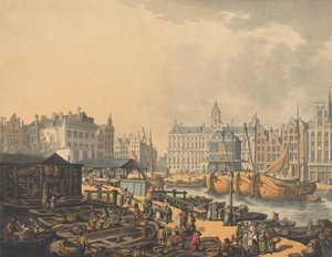 Feyge Dam, mit einem Teil des Fischmarktes in Amsterdam von Thomas Rowlandson