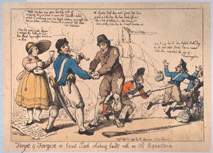 Vergessen & Vergeben, oder Ehrlicher Jack schüttelt einem alten Bekannten die Hand, 3. September 1799 von Thomas Rowlandson