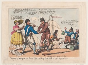 Vergessen und Vergeben, oder Ehrlicher Jack schüttelt die Hand eines alten Bekannten von Thomas Rowlandson