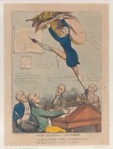 Vom Schreibtisch zum Thron, Ein neuer schneller Schritt von Joseph Bonaparte der Bass von M..., 18. August 1808 von Thomas Rowlandson