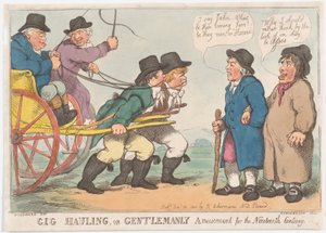 Gig-Ziehen oder Gentleman-Vergnügen für das neunzehnte Jahrhundert, 3. April 1801 von Thomas Rowlandson