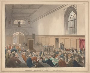 Guildhall Untersuchung eines Bankrotten vor seinen Gläubigern von Thomas Rowlandson