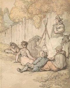 Zigeuner beim Kochen am offenen Feuer von Thomas Rowlandson